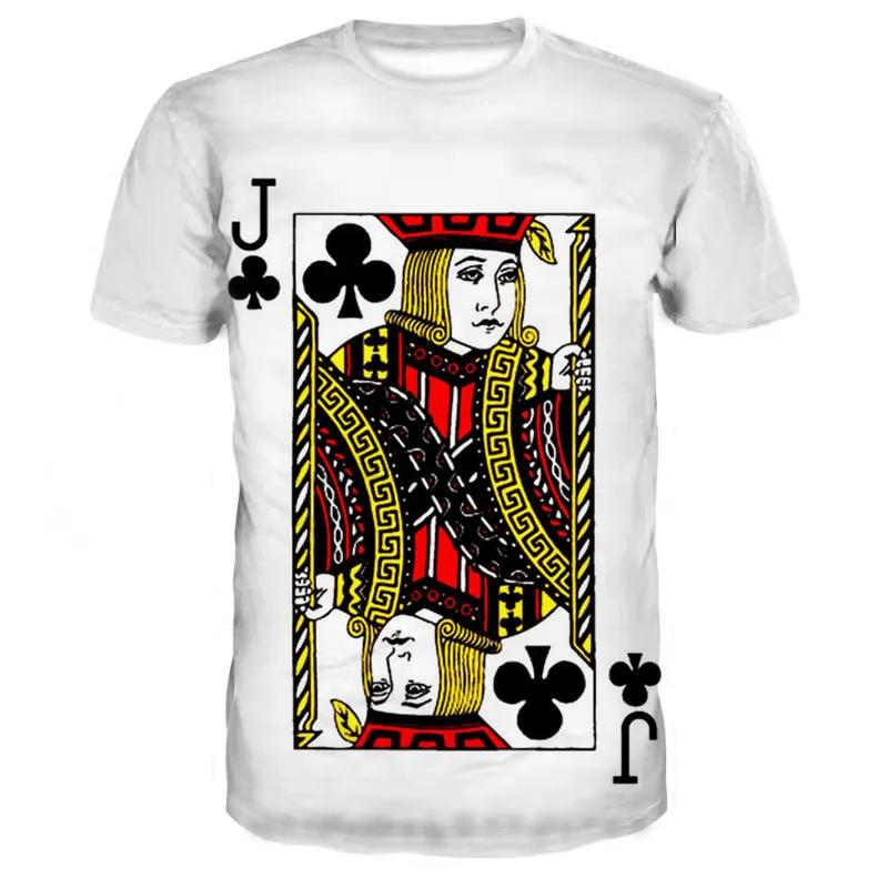 Men's 3D Printed Playing Card Poker T-Shirt, Casual Summer Short Sleeve Tee