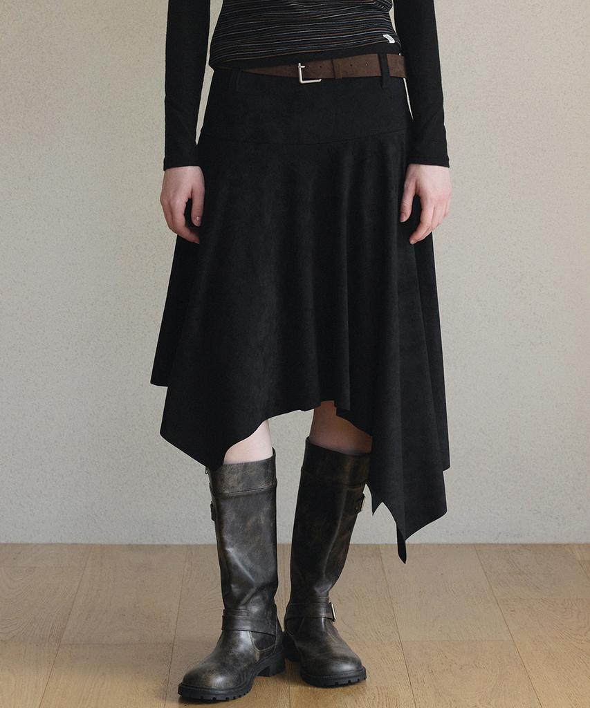 Jupe midi asymétrique en daim Teuwi Arden (Ensemble de ceintures)