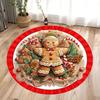 Christmas Gingerbread Man Circular Area Rug Christmas Decor Washable Patio Rug Perfect for Living Room Bedroom Decor