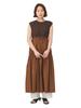 Tiered French Sleeve Dress for One Size [Ray Beams] Women, Brown,