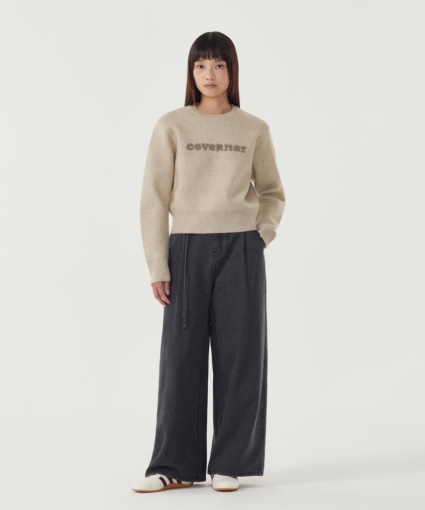 COVERNAT WOMAN Cooper Logo Knit Beige