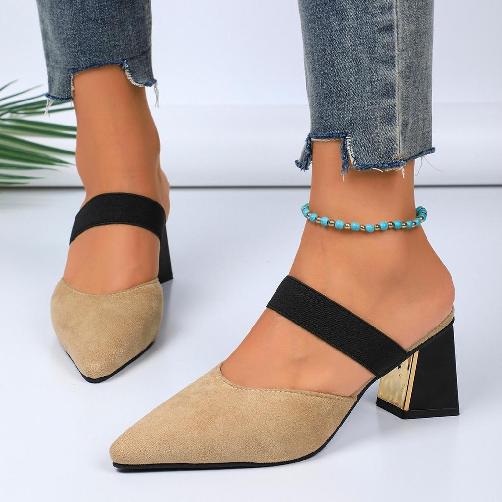 Fashion Shoes Female 2025 Closed Toe Women's Slippers Fashion Dress Slippers Women Pointed Toe High Heels Plus Size Women's Sandals