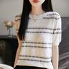 Summer New Round Neck Short-sleeved T-shirt Knitted Sweater and Fashionable Jacquard Top As The Base Layer