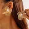 Punk Vintage Metal Petal Flower Stud Earrings Women Girls Trend Goth Geometric Piercing Earring Jewelry Steampunk
