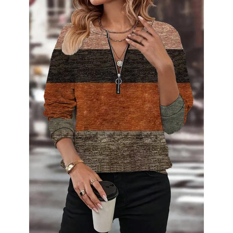 Women's Fashion Casual Spring Autumn Geometric Print Long Sleeve Blouses & Shirts