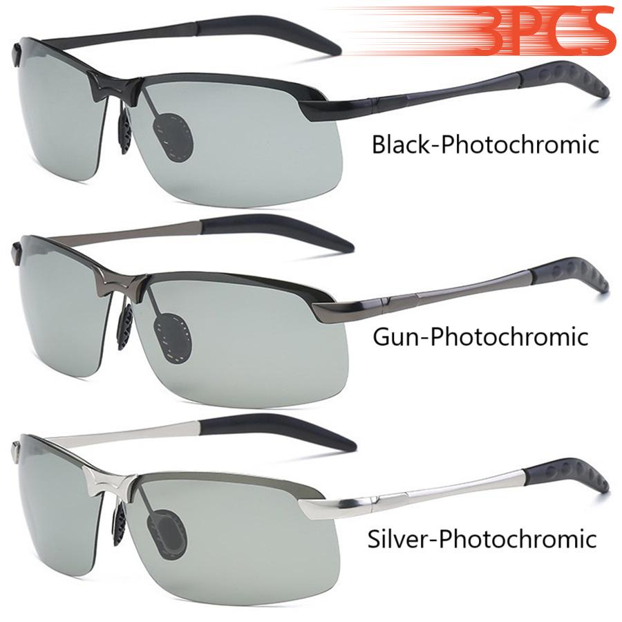 Men Photochromic Sunglasses Driving Fishing Chameleon Glasses Change Color Sun Glasses Day Night Vision UV400 Eyewear
