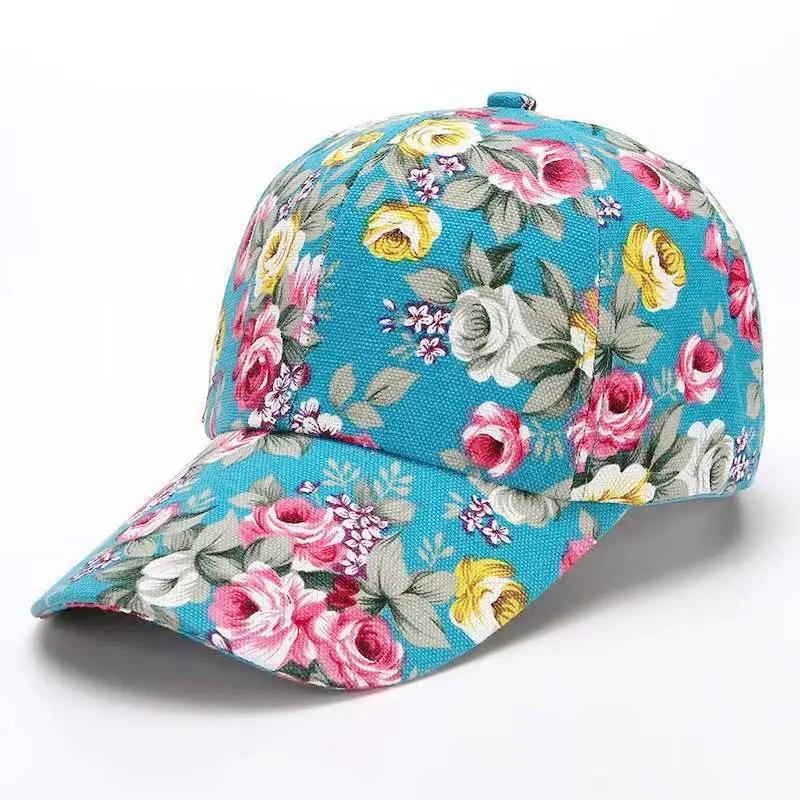 Fashion Women's Summer Cap Floral Print Trucker Hat Outdoor Streetwear Cap Female Baseball Cap With Flowers And Plants Design