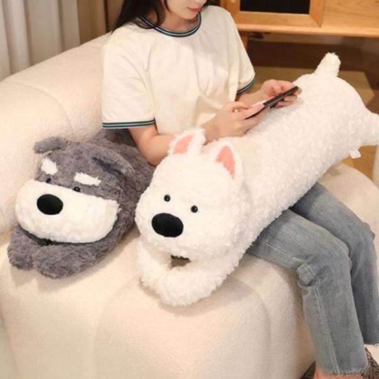 Cuscino Cane Peluche Giocattolo Cane Peluche Morbido Cuscino da Coccolare Animale Carino Cuscino Lungo per Divano Letto Cuscino Regalo per Bambini Adulti