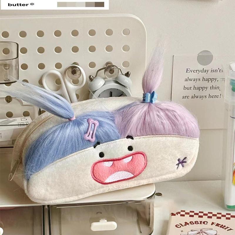 Entertaining Large-Sized Plush Pencil Case Cartoon Big Mouth Girl Pen Storage School Tool Present