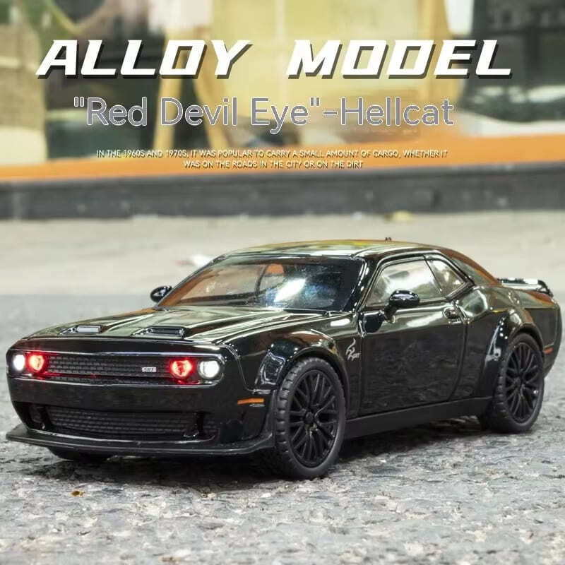 Hellcat Toy Car 1:32 Scale Die-cast Metal Car Toy Pull Back Hellcat Model Car with Sound and Light Children's Toy Gift Trendy Ornaments Display