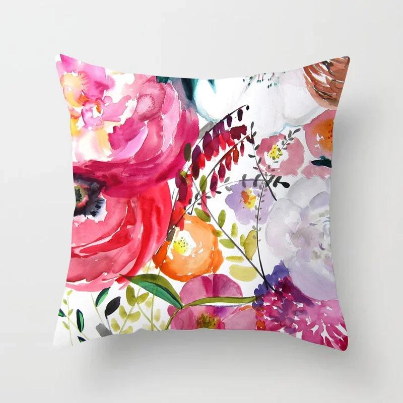 Flower Pattern Decorative Art Cushion Cover Pillow Pillowcase Polyester 45*45 Throw Pillows Home Decor Pillowcover