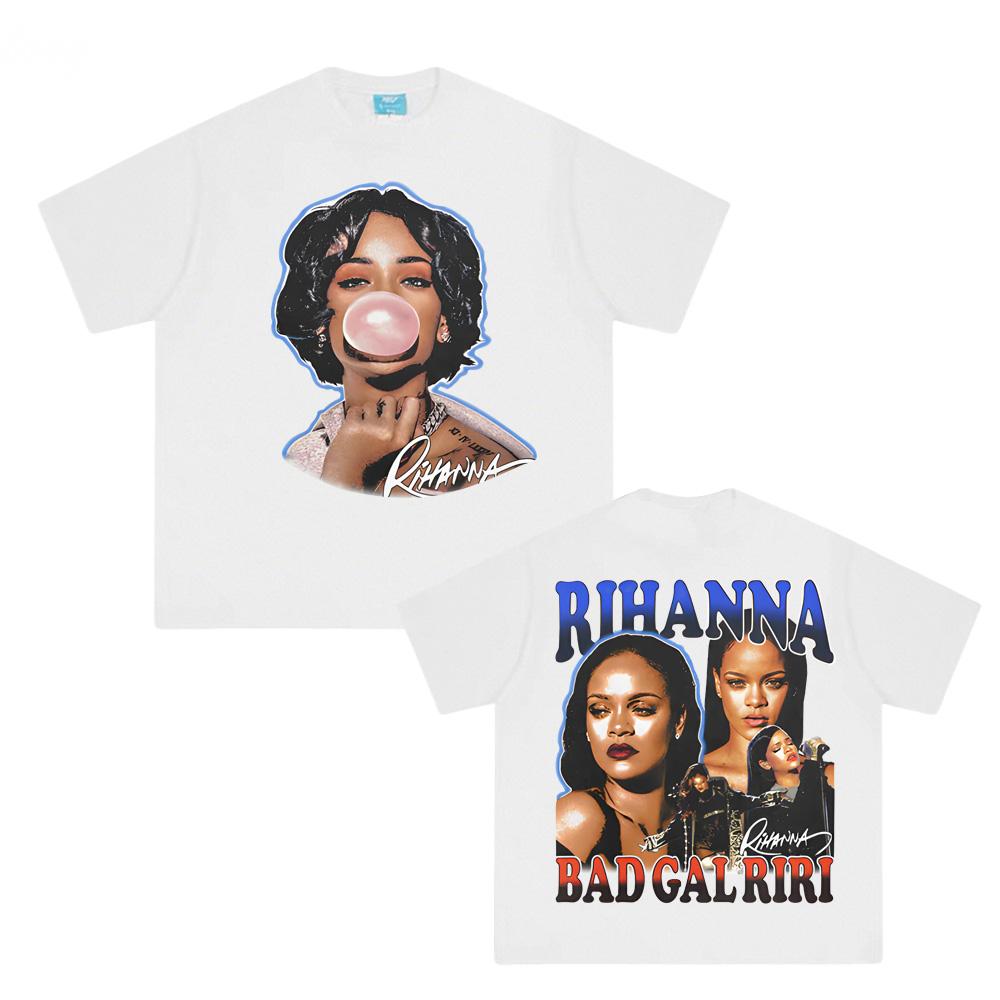 RIHANNA BUBBLEGUM TEE Rihanna Singer's Same Style Short Sleeve 100% Cotton Fashion Comfortable Tops Harajuku Summer Tee