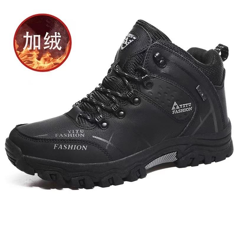 Heren Laarzen Mode Casual High-Top Laarzen Winter Pluche Warme Katoenen Schoenen Waterdichte Sneeuwlaarzen Outdoor Antislip Wandelschoenen Botas