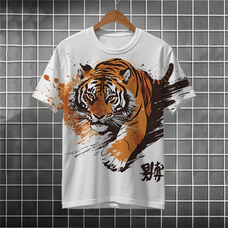 Fashion Tiger pattern 3D Print Men's T-shirt Fashion festival Crew Neck short Sleeve t shirt Tops polyester Men Clothing