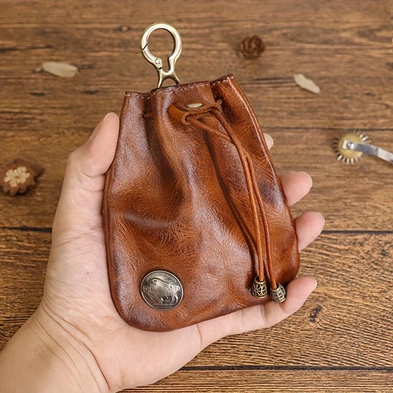 Leder Vintage Münzbörse Mini Aufbewahrungstasche, Klassischer Stil Kompakt Und Tragbar, Anti-Verlust Und Anti-Diebstahl, Multifunktionaler Schlüsselhalter