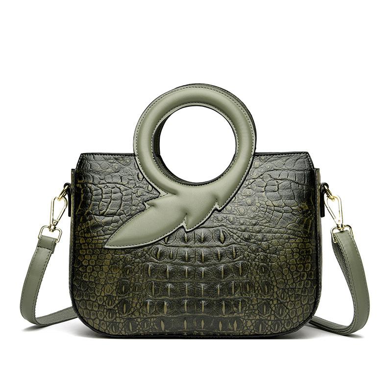 Women's Handbag Fashionable Round Handle Women's Shoulder Bag Crocodile Leather Pattern Luxury Crossbody Bag Women