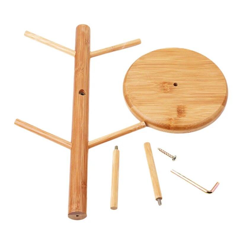 Home Kitchen1 Set Tree Shape Wood Coffee Tea Cup Storage Holder Stand  Mug Hanging Display Rack Drinkware Shelf 6 Hooks