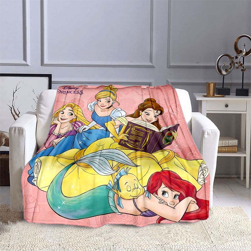 Exquisite Princess Cartoon Flannel Blankets Can Be Customized, Suitable for Beds, Bedrooms, Sofas, Picnics, Outdoor Leisure Nap