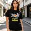 California Surfing Graphic T Shirt Vintage Sunset Palm Trees Print Unisex Soft Cotton Crew Neck Short Sleeve Trendy Casual Tops