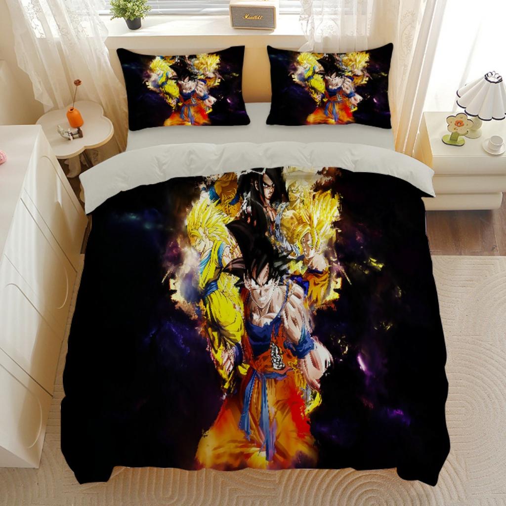 Japonų Anime Dragon Ball Patalynės Komplektas Goku Super Saiyan Antklodės Užvalkalas Pagalvės Užvalkalas 2/3 vnt. 3D Spaudiniai Paaugliams Antklodės Užvalkalas
