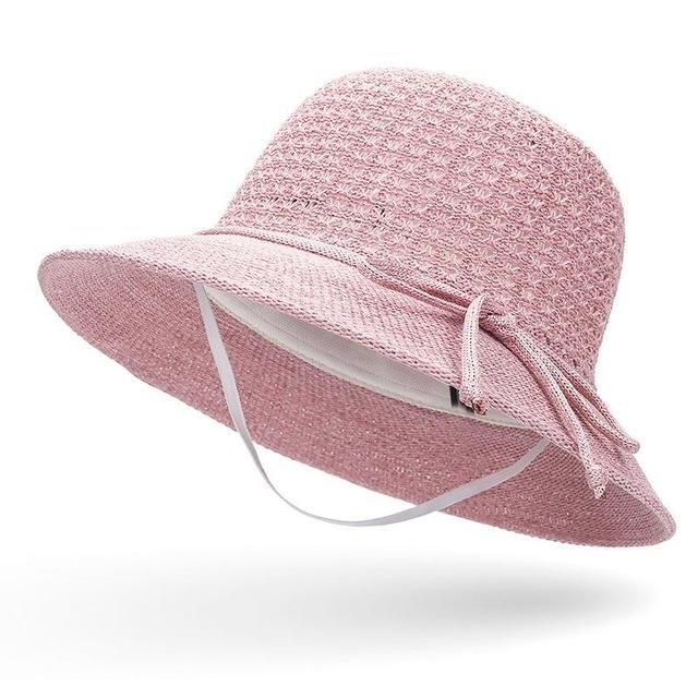 Čepice pro ženy Letní pletená plážová čepice proti slunci Jednobarevná sluneční clona Lady sluneční clona 6cm Brim Sunhat Trav