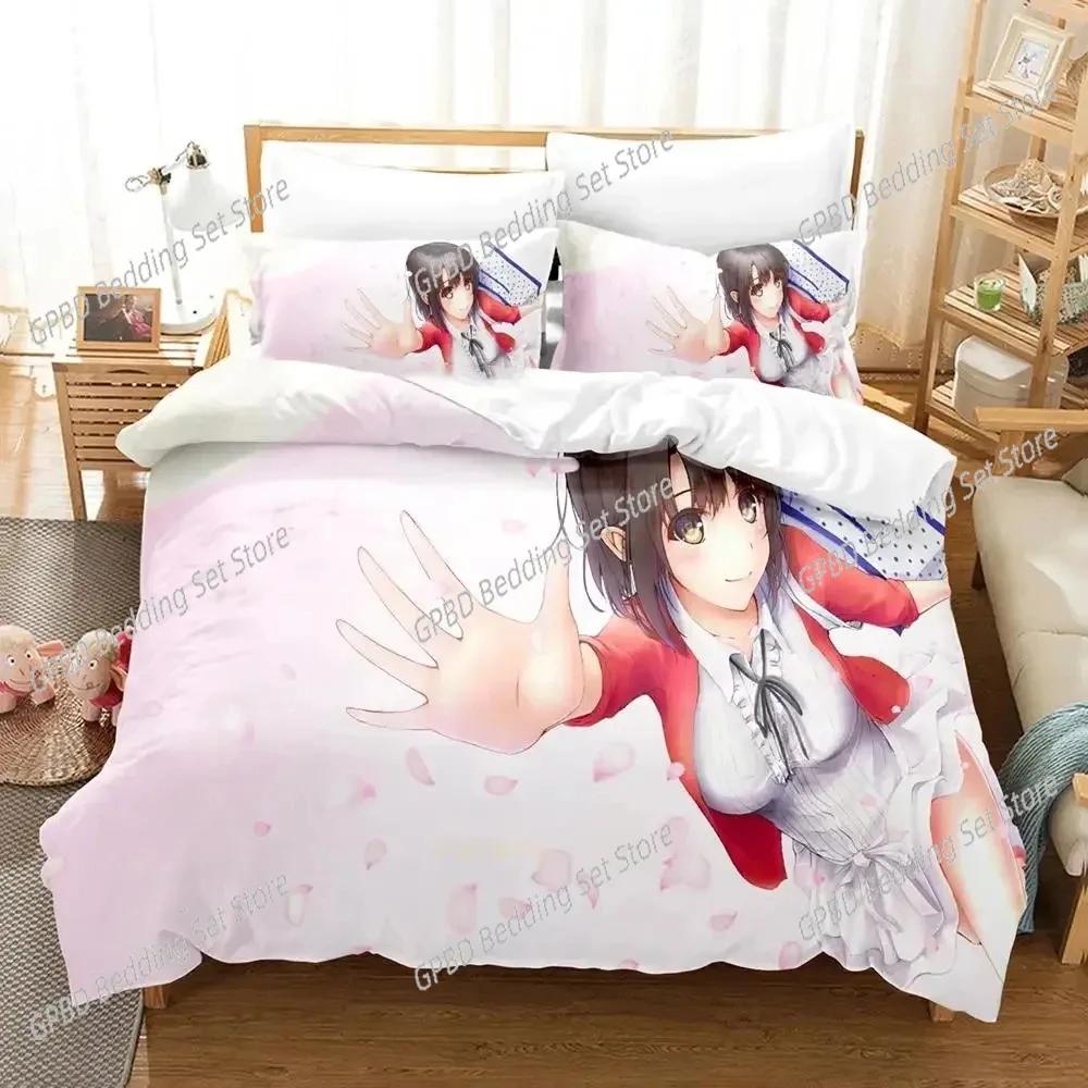 Anime Saekano Megumi Kato Beding Set 3D Printed Suitable for Bedrom Soft Duvet Cover Set With Pilowcases Children Kids Home Textile