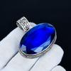 Blue Sapphire Pendant, 925 Sterling Silver Handmade Jewelry, Sapphire Silver Pendant, Party Wear Jewelry For Women's, Pendant New Year Gift