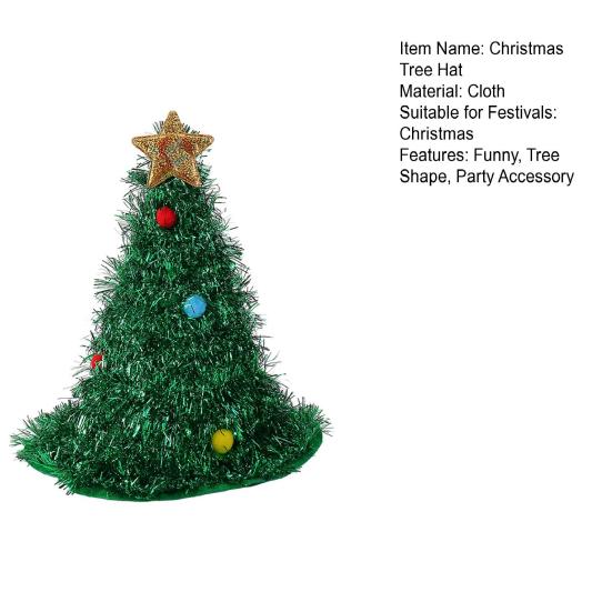 Christmas Tree Hat Glitter Tinsel Santa Hat for Adults Children Funny Holiday Party Acceesory for New Year Christmas Supplies