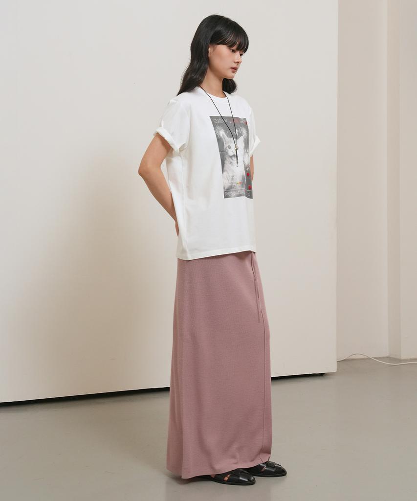 General Idea Maxi Elastic Knit Skirt [Ash Pink] / Gf2Lsk518