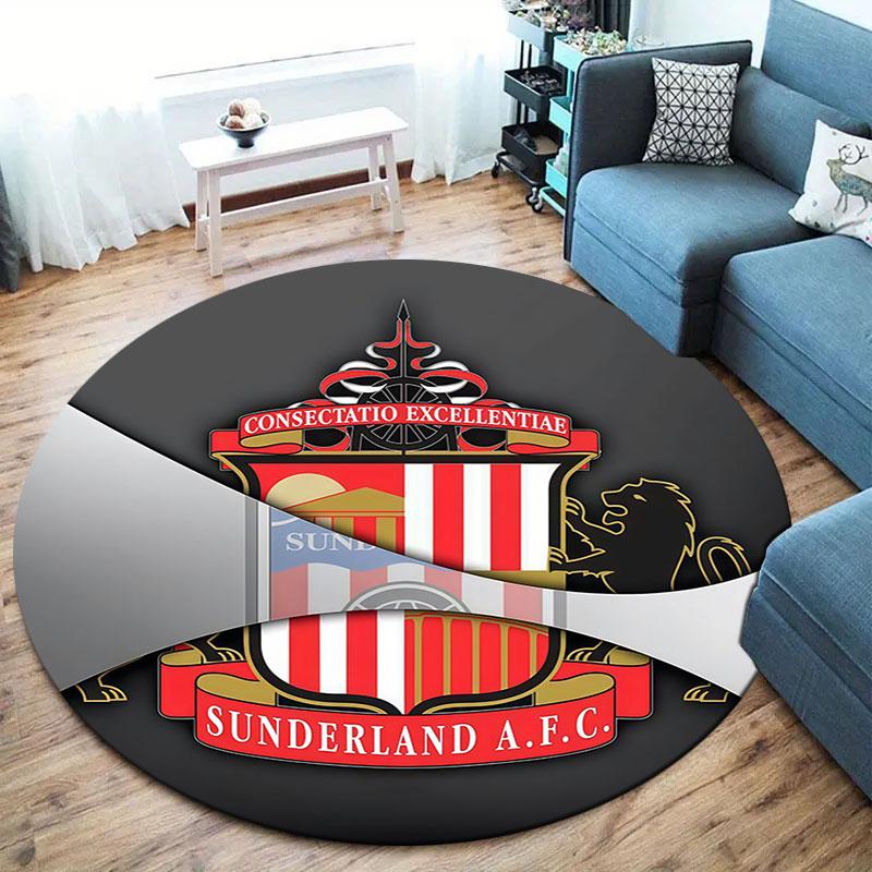 Sunderland Association Football Club Round Area Rug,Carpet Rug for Living Room Bedroom Sofa Playroom Decor,Non-slip Floor Mat