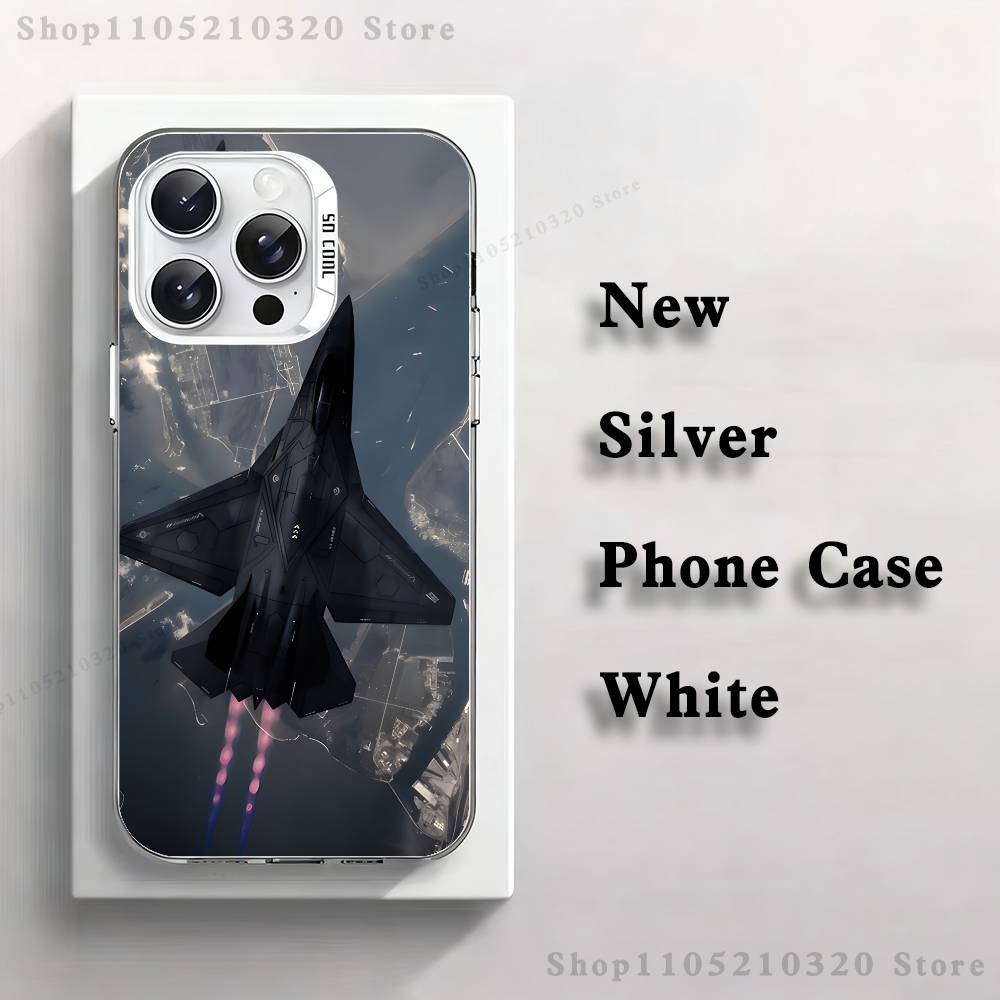 Kampfflugzeug F-F-22 S-SU-57 Handyhülle Für iPhone 17,16,15,14,13,12,11,Mini,Pro,E,MAX Weiß Matt Silikon Whtie Hülle