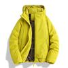 Herren Winter Unifarbene Kapuzen-Daunenjacke - Amerikanische Trendmarke: Neu eingetroffen, Warm, Dick, Lockerer Schnitt