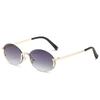 Sunglasses for Women Summer Rimless Vintage Glasses Golden Frame Oval Fashion Shades Pink Women Eyewear UV400 Oculos