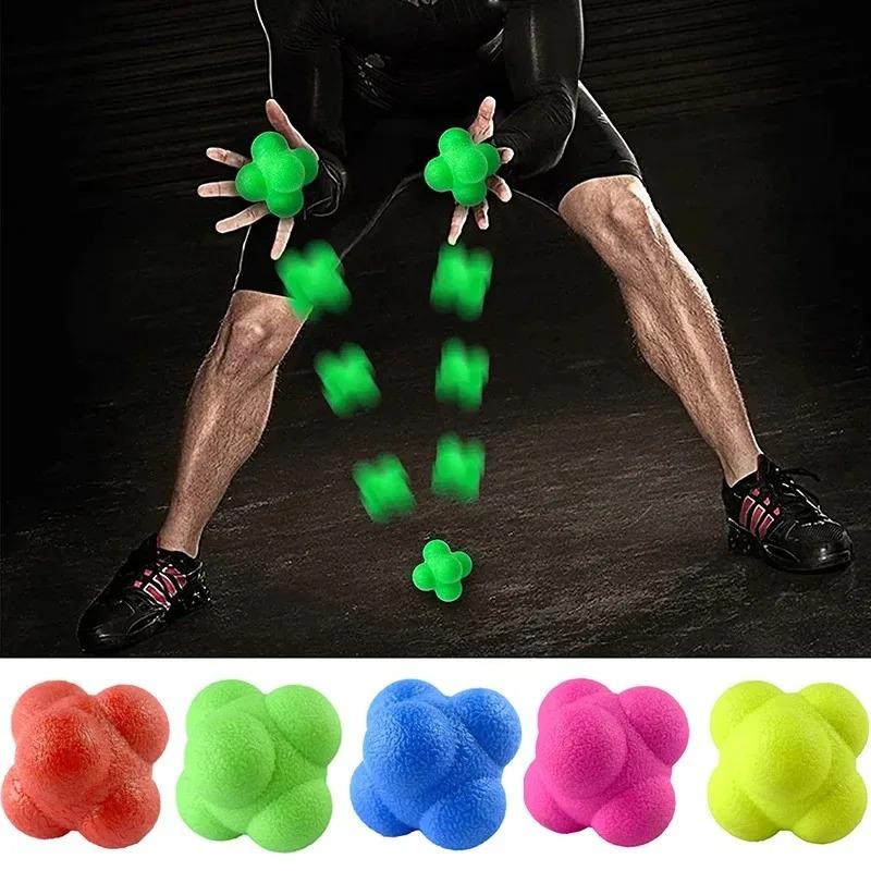 5.5cm Rubber Hexagon Reaction Ball - Reflex Trainer for Coordination & Speed Drills, Fun Family Sport Activity