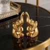 Yousheng 1 Pair Elephant Ornament Resin Statue with Raised Trunks Decorative Couple Figurine Home Anniversary