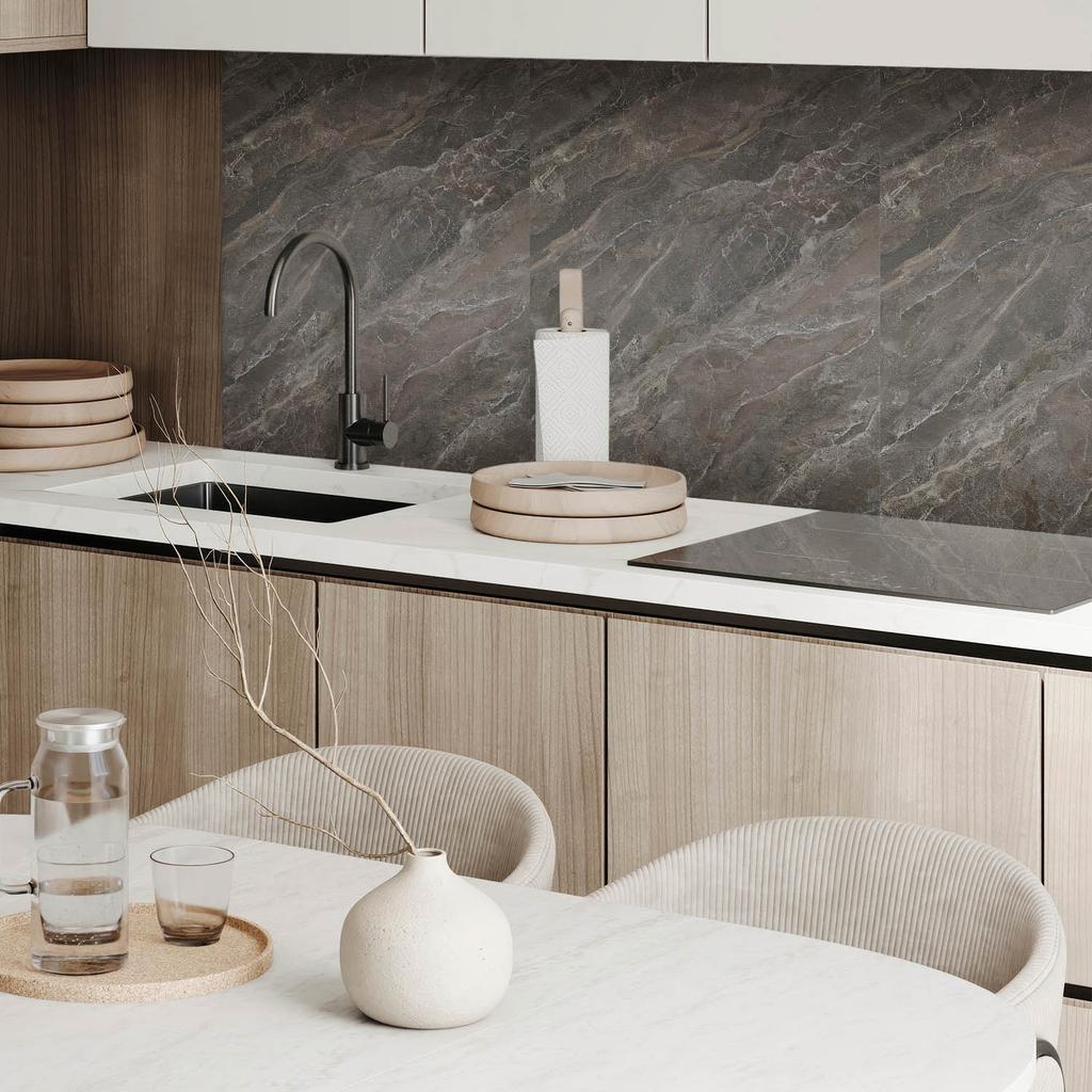 Vinyl Panel with Decor for Kitchen or Bathroom 120x60 Cm Natural Stone Pattern