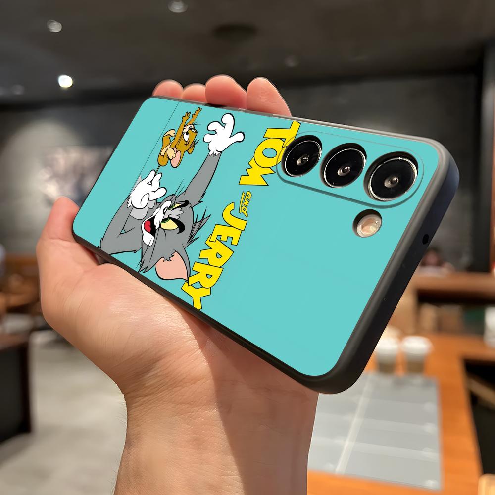 AniME-T-Tom And J-Jerry Kawaii Phone Case For Samsung A56 A36 A26 A16 A15 A25 A35 A55 A14 A34 A24 A54 Black Soft Shell
