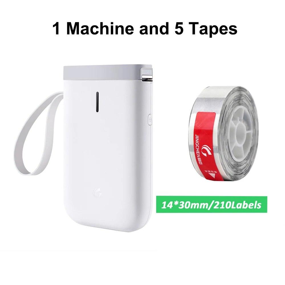 D11 Portable Handheld Thermal Label Printer with 5PCS Tapes Wireless BT Label Maker Sticker Machine for Home Labeling Barcodes