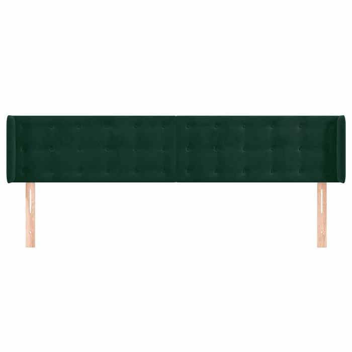 Exclusive House - Dark Green Headboard with Ears 203x16x78/88 Cm Velvet