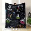 Hand-drawn Science-themed Illustrations with Lab Tools and Chemical Symbols. for All Seasons Blanket Lunch Break Throw Gift