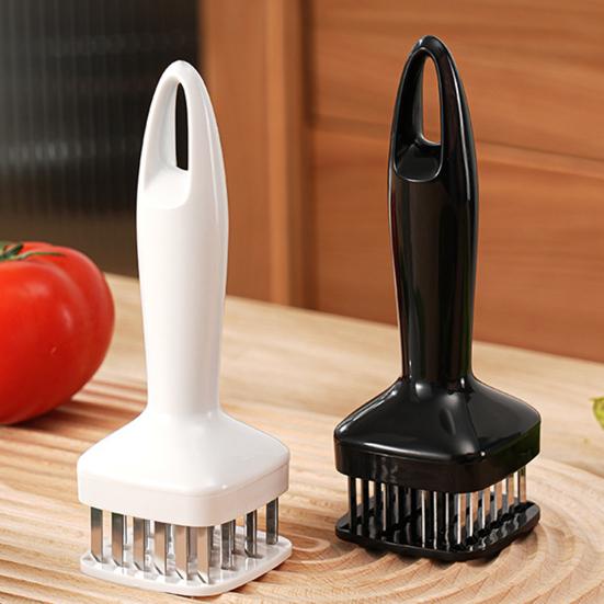 Stainless Steel Meat Tenderizer with Spring-Loaded Needles Automatic Rebound Tool for Steak Chicken Fast Marinating Tenderizing Essential Kitchen