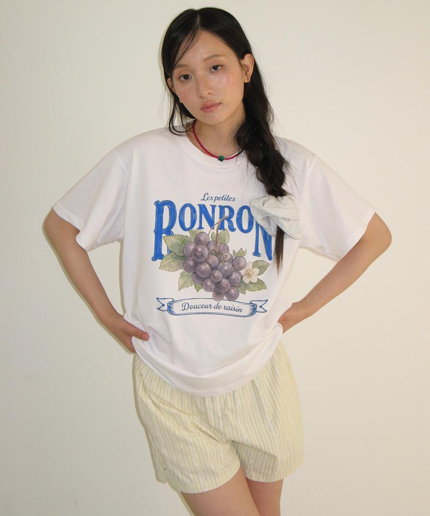 RONRON Vintage Grape Basic Fit T Shirt White