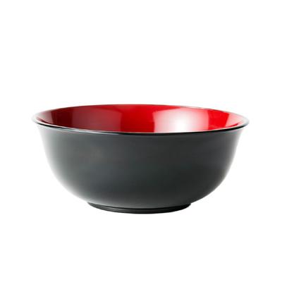 Nudelschale, Schwarz mit rotem Innenleben, Japanischer Stil, Spülmaschinen- und Mikrowellengeeignet, Hergestellt in Japan