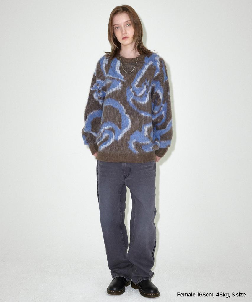 MAHAGRID Destroyed Eclipse Hairy Knit Sweater Brown(Mg2Efmk601A)