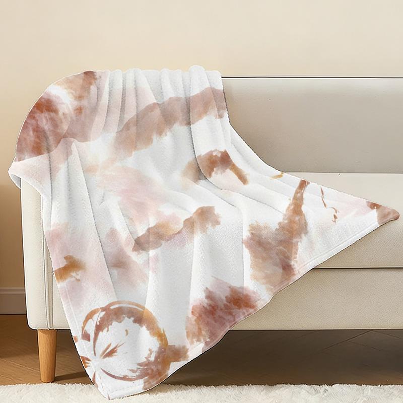 Tie-Dye Hemmed Flannel Blanket – Soft Skin-Friendly Warm Cozy Throw for Home Sofa Decor, Halloween & Christmas