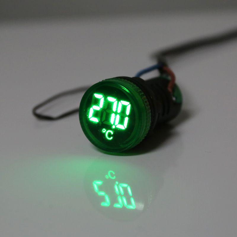 22mm AC 50-380V Thermometer Indicator Light for Vehicles for Cars Truck Temperature Measuring Induction Ranging -20-119℃