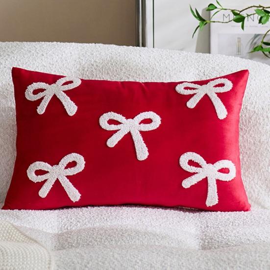 Kissenbezug Samtweich Dekorative Hülle Schleifenmuster Mehrere Größen Kissenhülle Sofa Schlafzimmer Stuhl Heimdeko