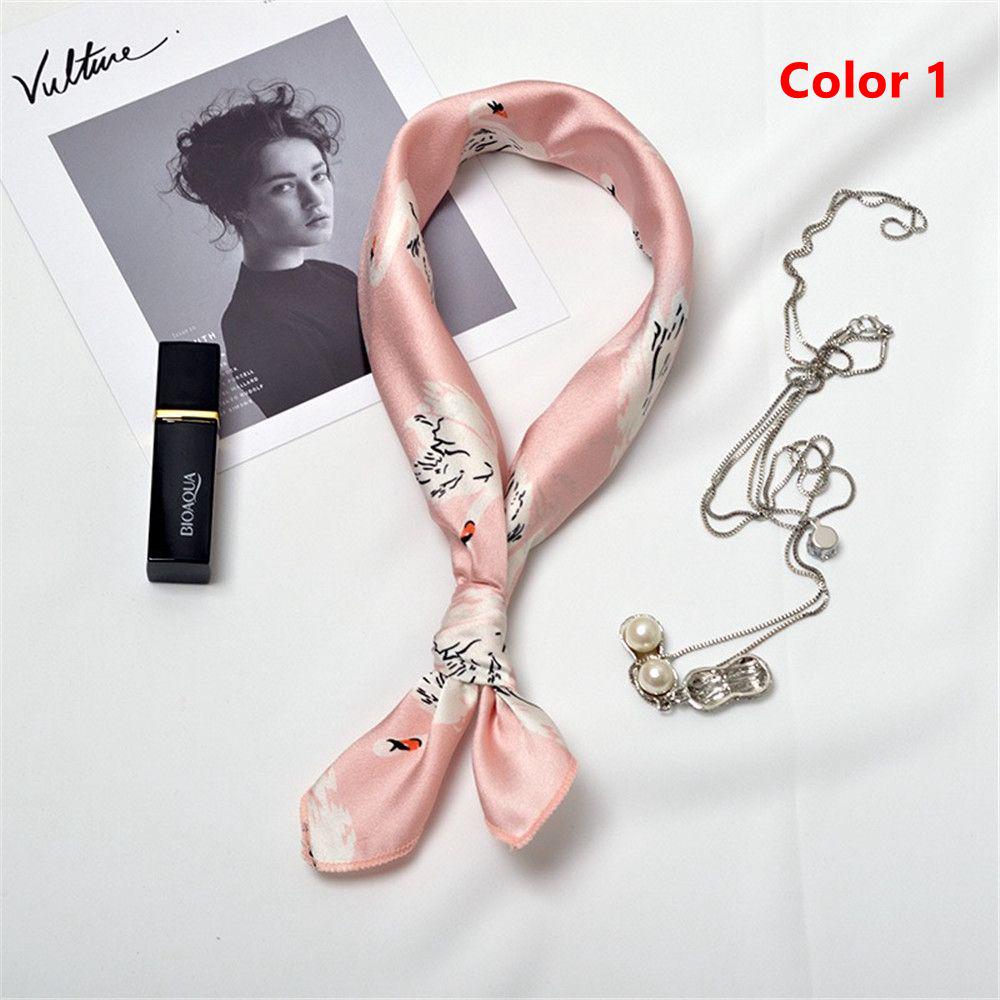 Fashion Women Elegant Square Scarf Hair Tie Band Head Neck Silk Feel Satin