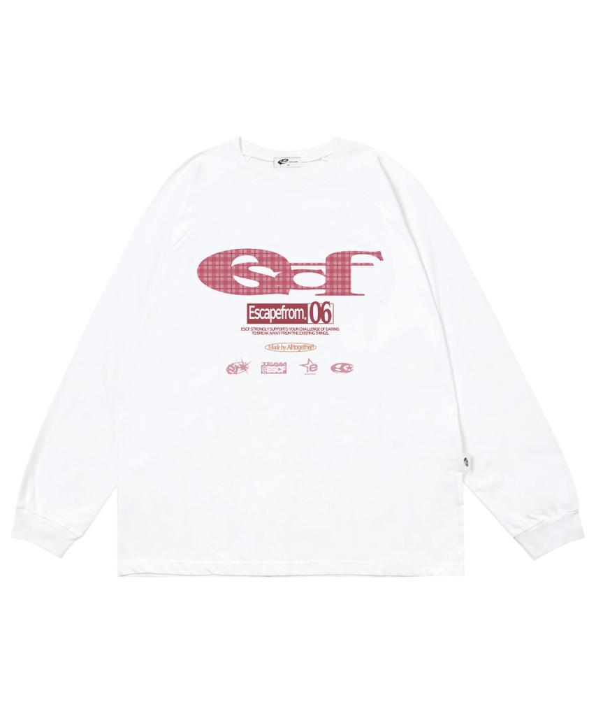 ESCAPEFROM Pink Check Escf Logo Collage Print Long Sleeve [3 Colors]