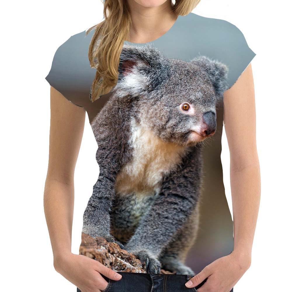 Dames T-shirt Koala 3D Print T-shirts Dier Vrouw Mannen Mode Streetwear Korte Mouw Harajuku Dames T-shirts Oversized Y2k Tops